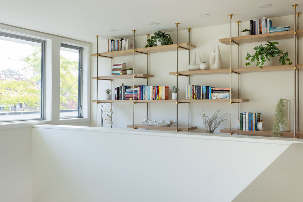 Modern house with floor-to-ceiling shelving