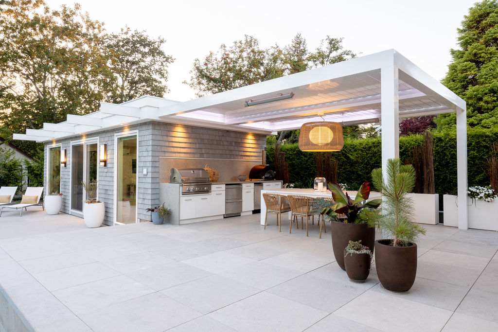 High-end, modern covered patio