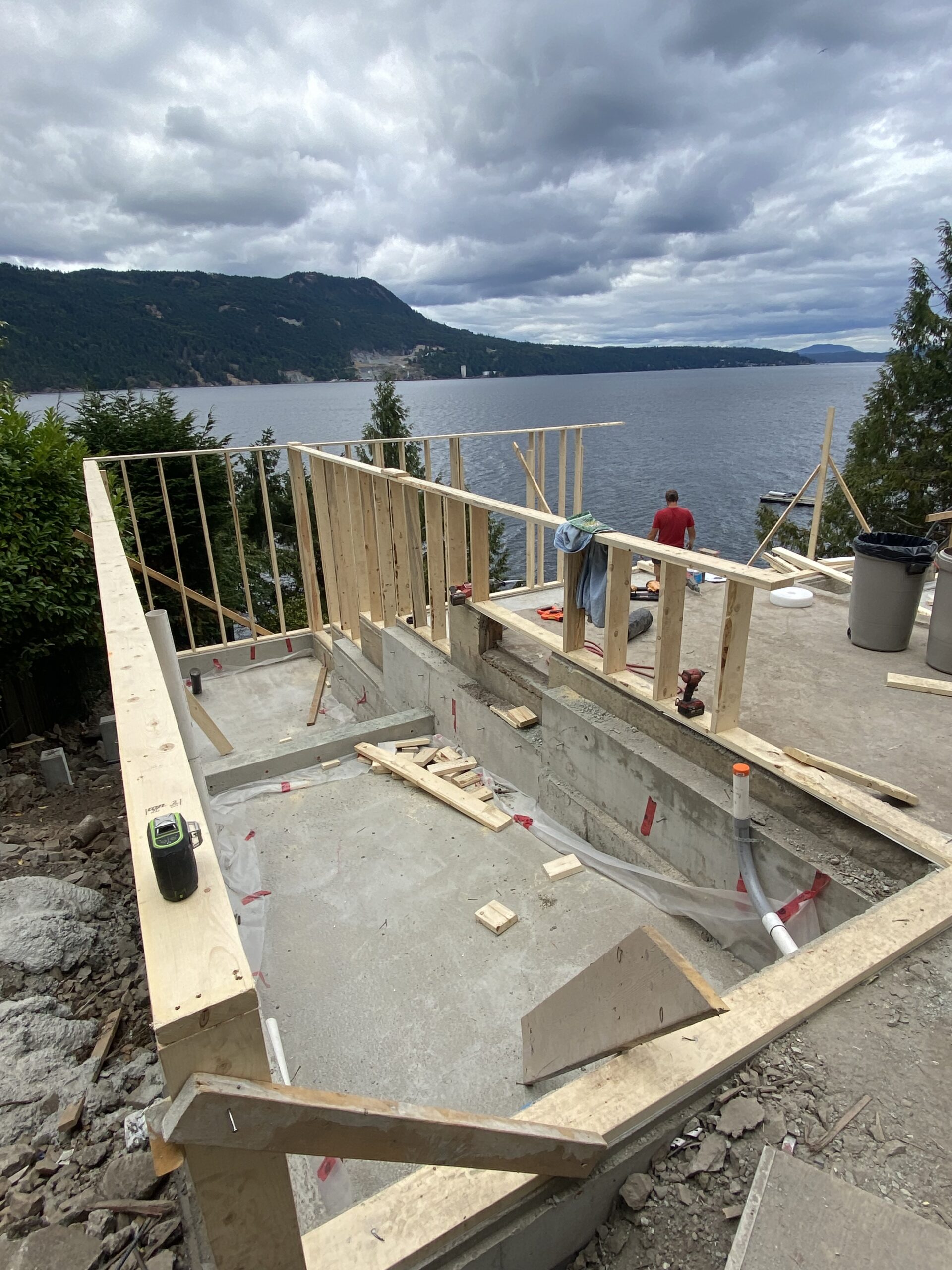 Construction site of house with view of water