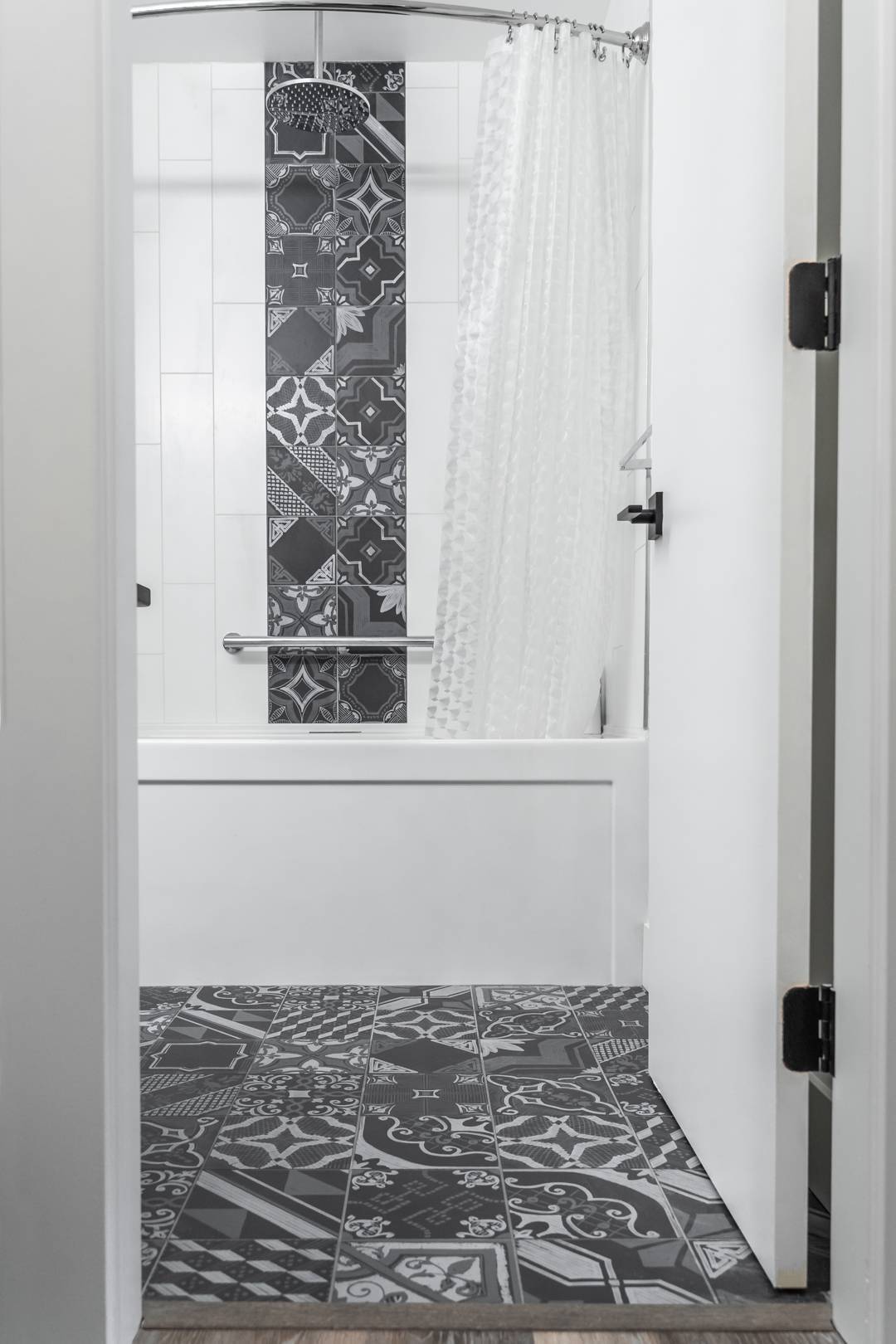 Modern bathroom with custom tile work