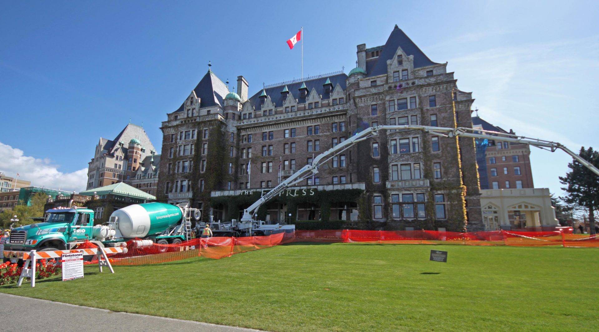 Construction outside of Fairmont Empress Hotel in Victoria